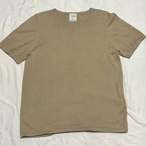 Allison Daley Tan Short Sleeve Blouse